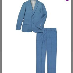 Teal plaid boys size 12 3-piece suit